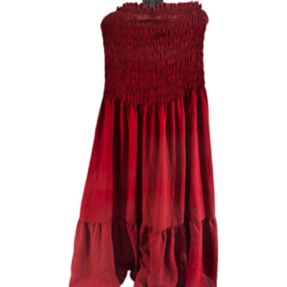 H&M Women’s XL Red Smocked Strapless Tiered Dress
